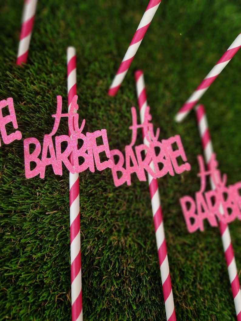 Hi Barbie Drink Straws, Barbie Inspired Birthday Party Decor, Pink Party Favours, Cute Girls Party Supplies image 1