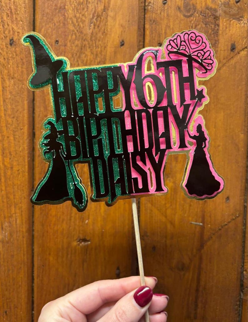 Wicked for Good Themed Cake Topper, Layered Name and Number Cake Topper ...