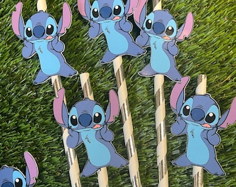 Stitch Party Straws, Lilo & Stitch Birthday Decorations, Kids Party Supplies, Ohana Theme Favours, Lilo and Stitch Birthday Theme