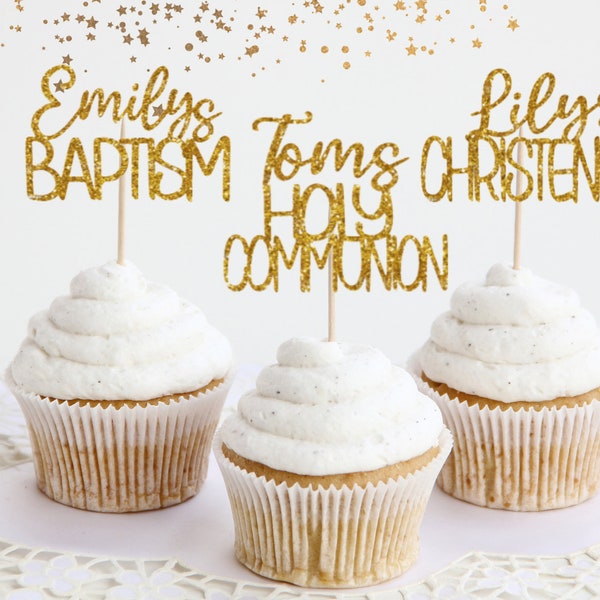 Personalised Christening/ Baptism/ Holy Communion Cupcake Toppers/ Baking Cake Party Decorations/ Cake Toppers/Cake Decorations