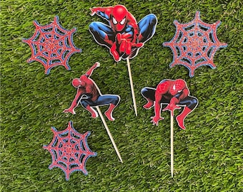Spider-Man Inspired Cupcake Toppers, Superhero Birthday Party Decorations, Kids Party Supplies, Superhero Cupcake Decorations