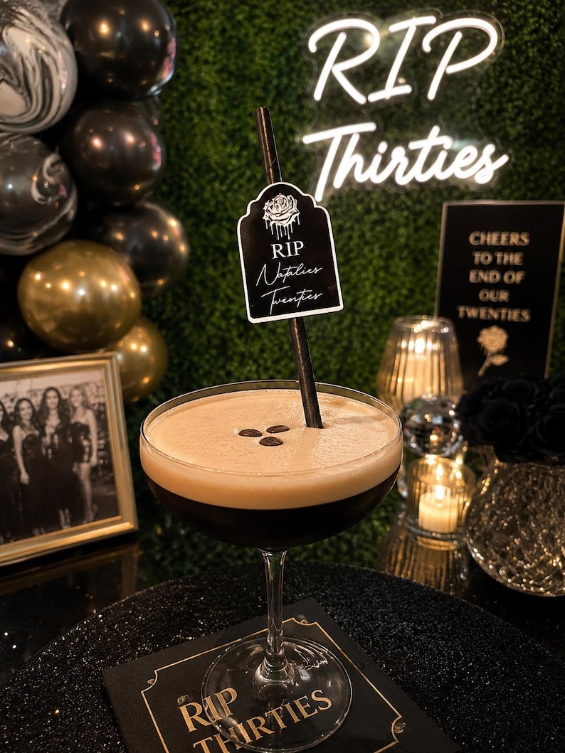 RIP Twenties Party Straws, Any age, Death to my twenties party, RIP 20's, 30's, 40's, Funny Milestone Birthday Favours, Drink Accessories image 2