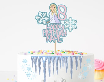 Adornos para tartas de Elsa de Frozen, decoraciones para tartas con temática de Frozen, pajitas para fiestas de Frozen