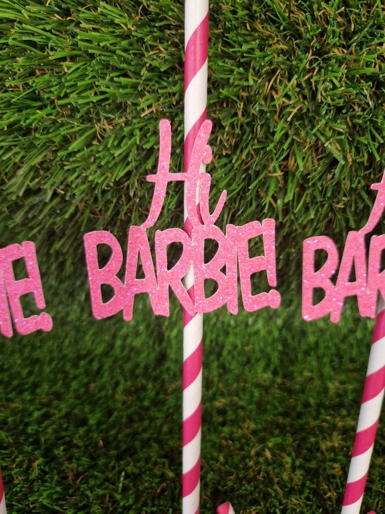 Hi Barbie Drink Straws, Barbie Inspired Birthday Party Decor, Pink Party Favours, Cute Girls Party Supplies image 6