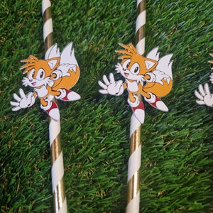 Sonic Inspired Party Straws, Sonic Birthday Decorations, Gamer Kids Party Supplies, Blue Hedgehog Theme Drink Straws zdjęcie 3