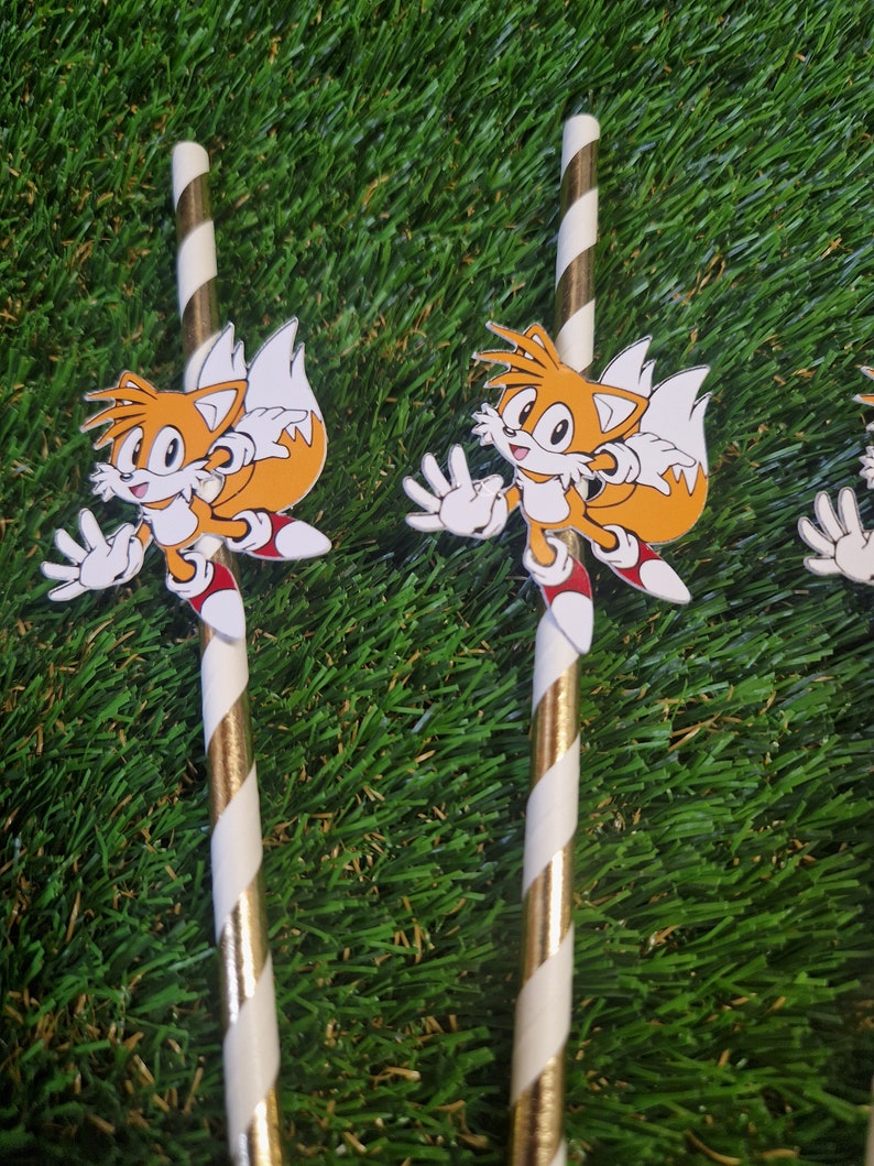 Sonic Inspired Party Straws, Sonic Birthday Decorations, Gamer Kids Party Supplies, Blue Hedgehog Theme Drink Straws zdjęcie 3