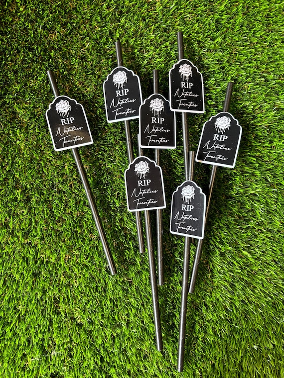 RIP Twenties Birthday Straws, Any age party straws Death to my twenties party, RIP 20's, 30's, 40's
