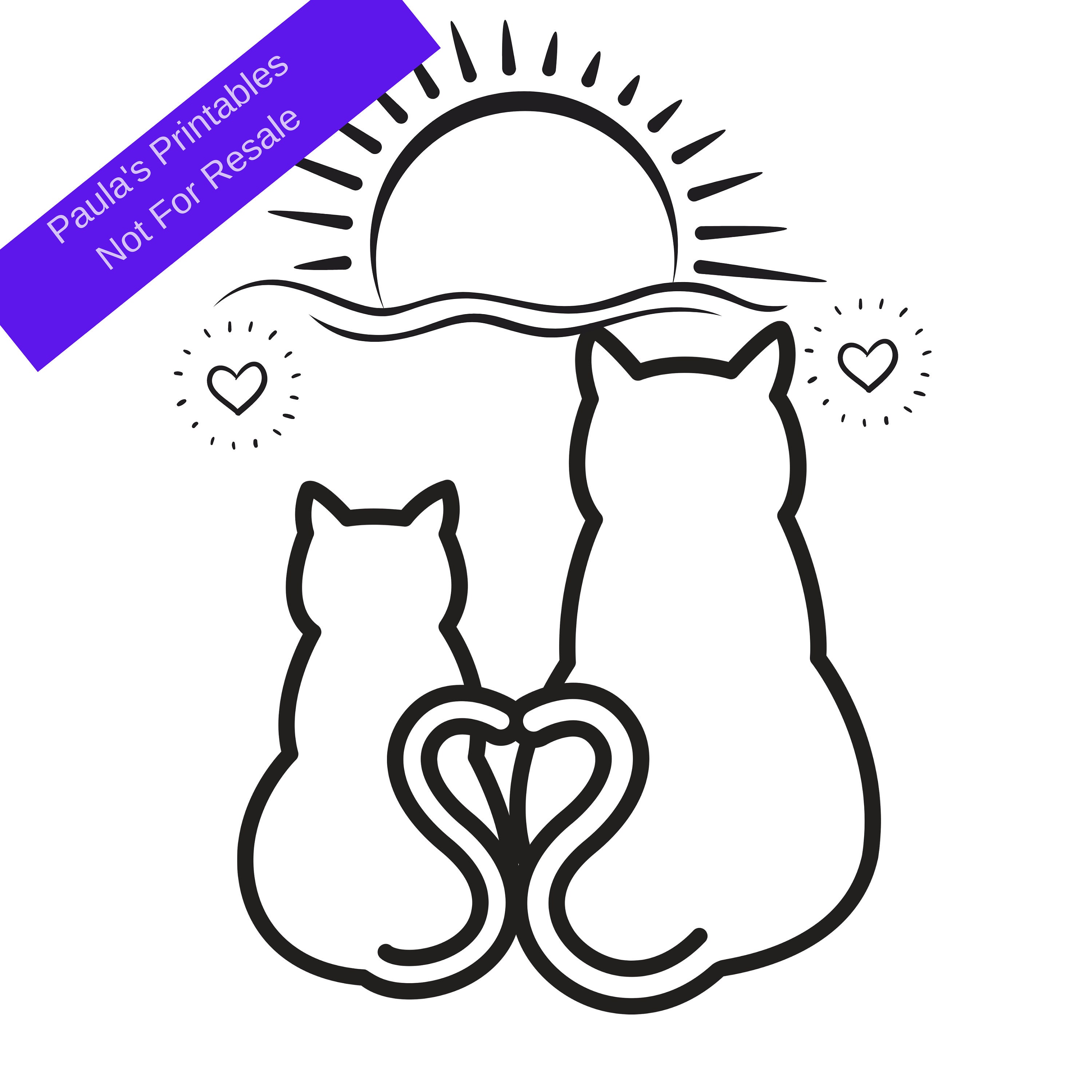 Children's Cute Cat Colouring Sheet Printable Etsy