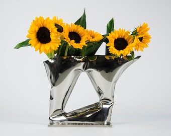 Vase en acier inoxydable vase à fleurs finition miroir