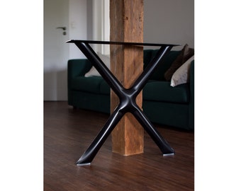 Sculptural Steel Table Legs – Modern X-Base, Custom Size