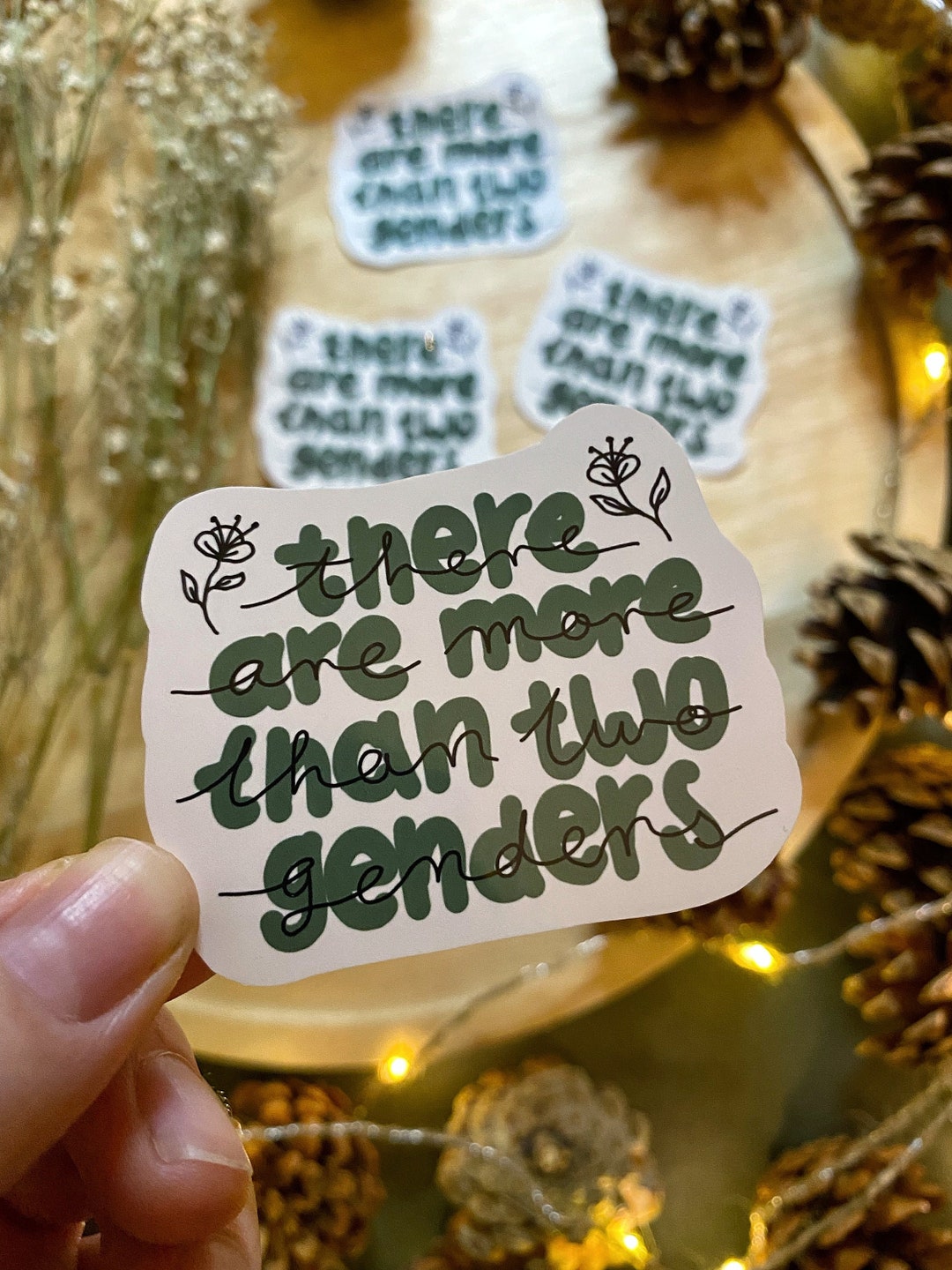 More Than Two Genders Lineart Flowers Sticker Set Glossy Etsy UK