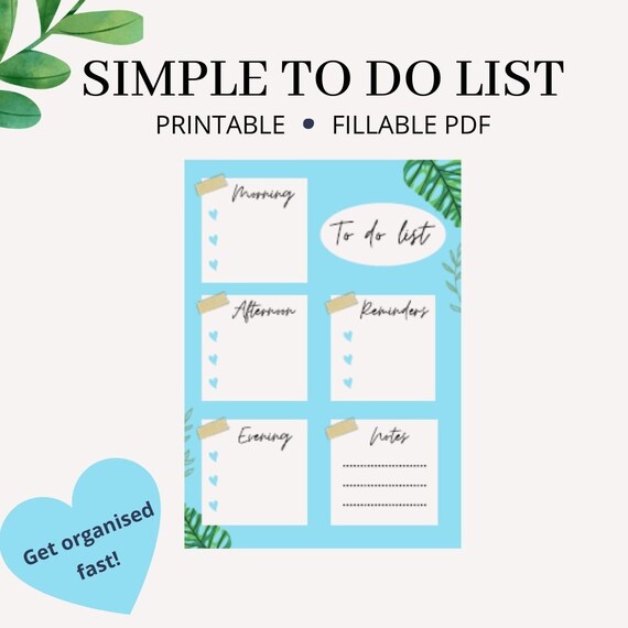 Simple printable to do list for projects tasks or personal | Etsy