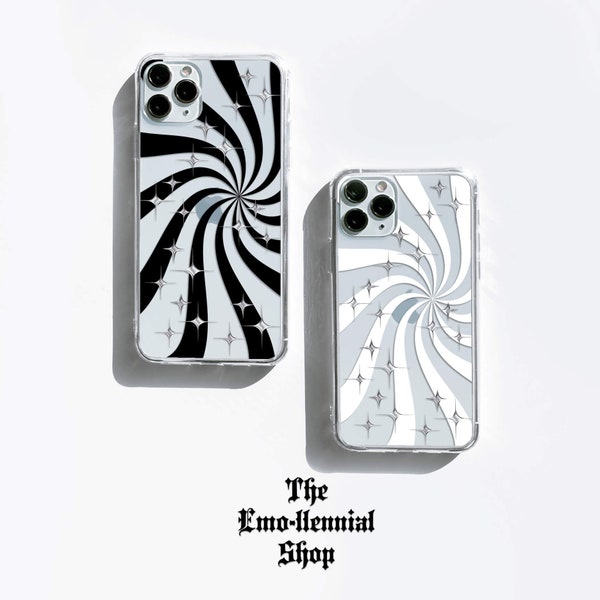 Spiral and Stars Clear Phone Case, iPhone and Samsung Models