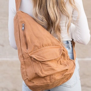 Canvas Backpack-Sling Cotton Canvas-Women's Shoulder Bag-Unisex Sling Bag-Men's Sling Backpack-Women's Sling Bag