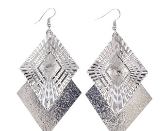 Brushed Silver Drop Earrings