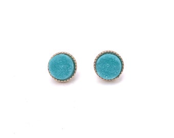 Aqua Blue Druzy Earrings