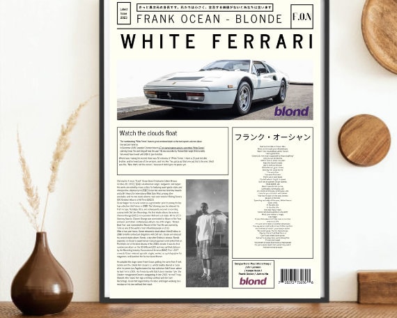 Discover Frank Ocean - White Ferrari Newspaper Song Poster