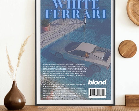 Discover Frank Ocean - N€W BLUE White Ferrari Song Poster