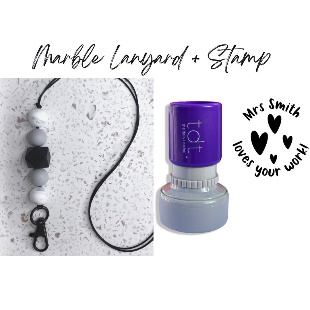 Stamp Gift Set, Teacher Stamp, Personalised Teacher Stamp, Lanyard