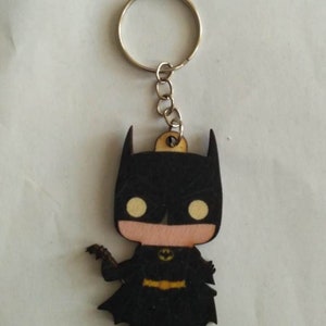 Portachiavi Batman in legno, in stile Funko Pop, idea regalo