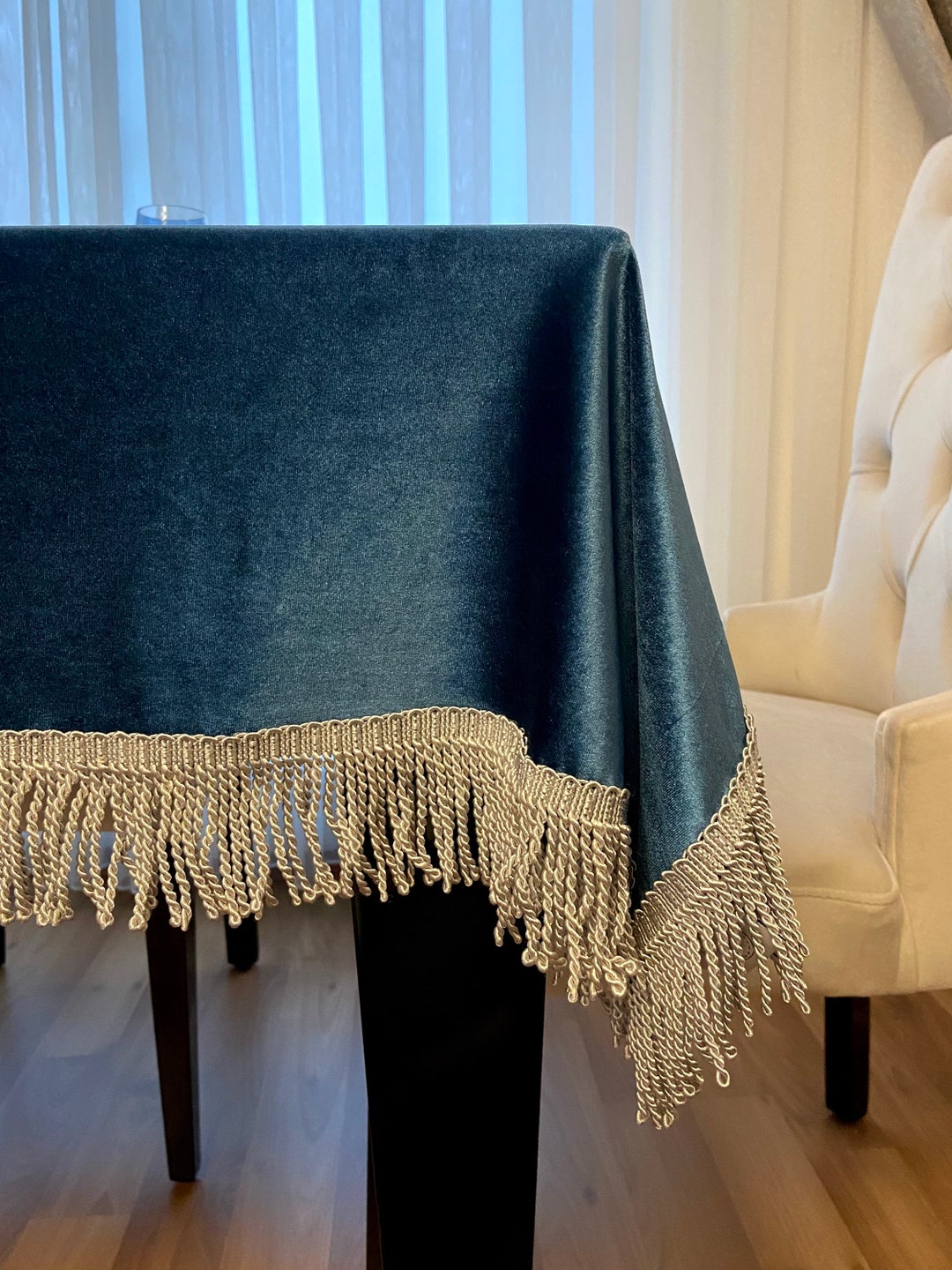 Table Cloth Velvet Table Cloth Tassel Table Cloth Table Runner Etsy