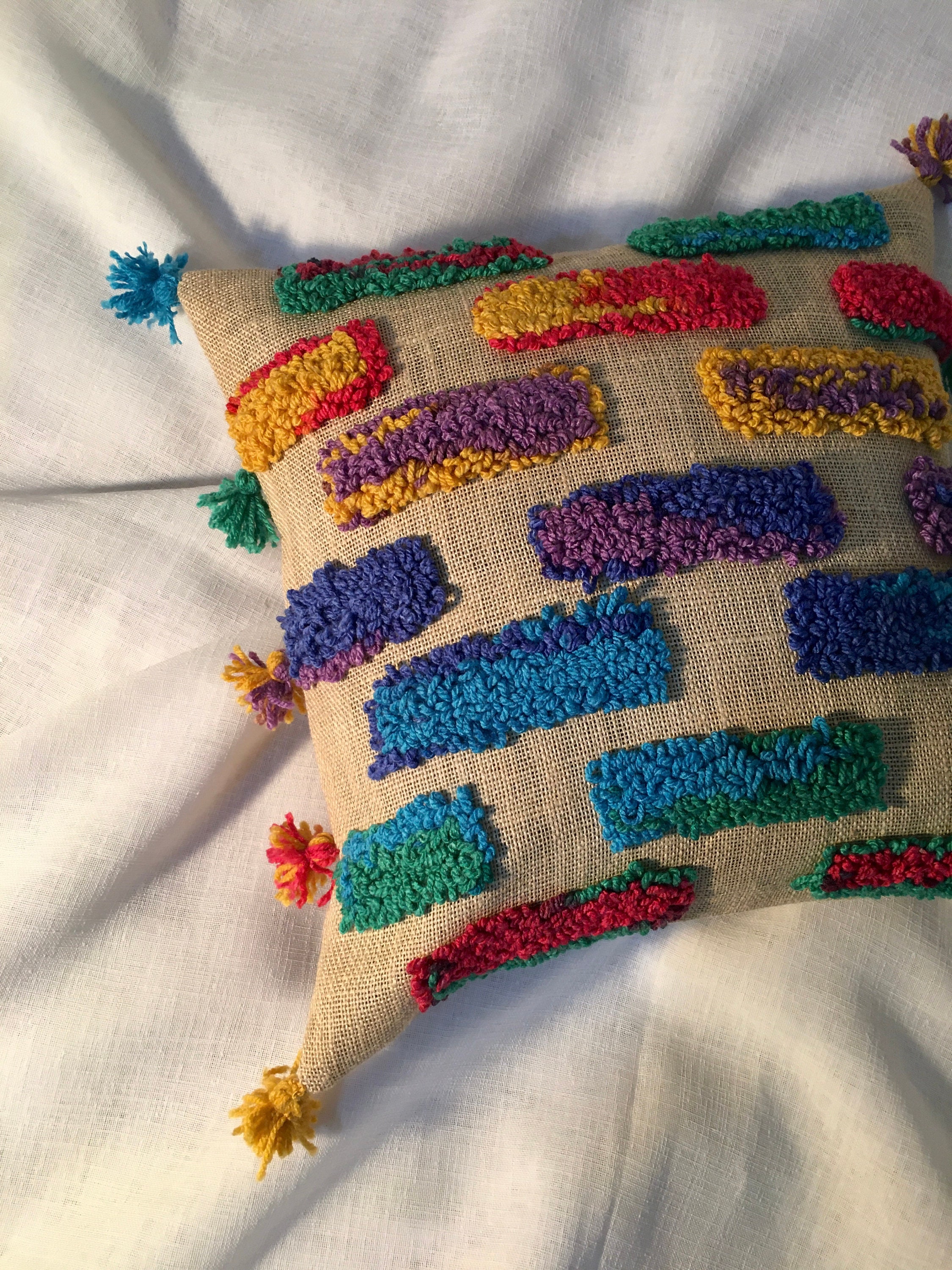 Punch Needle Pillow Etsy