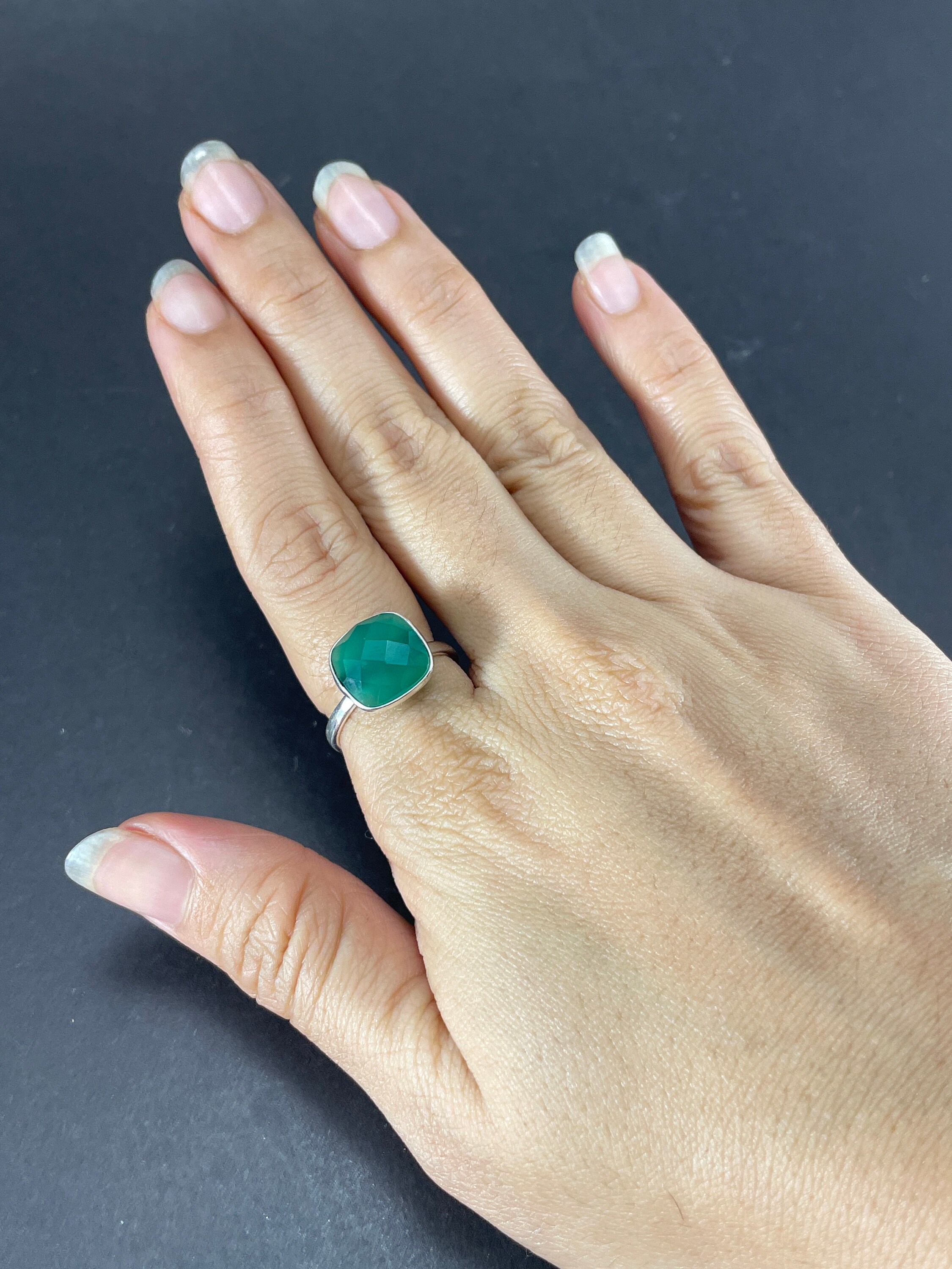 Green Onyx Silver Ring Handmade Silver gemstone Ring 925 Etsy