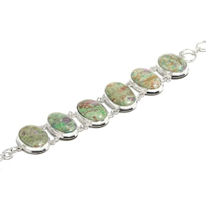 Rare Chrysoprase Bracelet, Green Gemstone Bracelet, Statement Bracelet, 925 Sterling Silver Jewelry, Engagement Gift, Bracelet For Mother