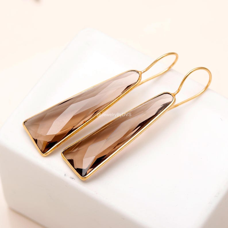 Smoky Quartz Drop Earrings: 925 Sterling Silver Dangle Jewelry image 9