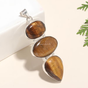 Elegant Tiger Eye Pendant, Brown Gemstone Pendant, Pendant, 925 Sterling Silver Jewelry, Engagement Gift, Pendant For Love