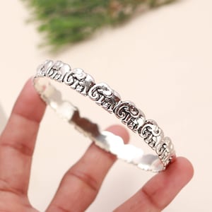 Elephant Made 925 Sterling Silver Bangle Handmade Artisan Jewelry