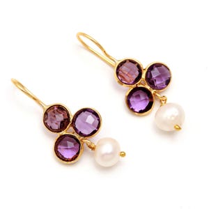 100% Genuine Purple Amethyst Gemstone Earrings, Drop & Dangle Earrings, 925 Sterling Silver Jewelry, Birthday Gift, Earrings For Her