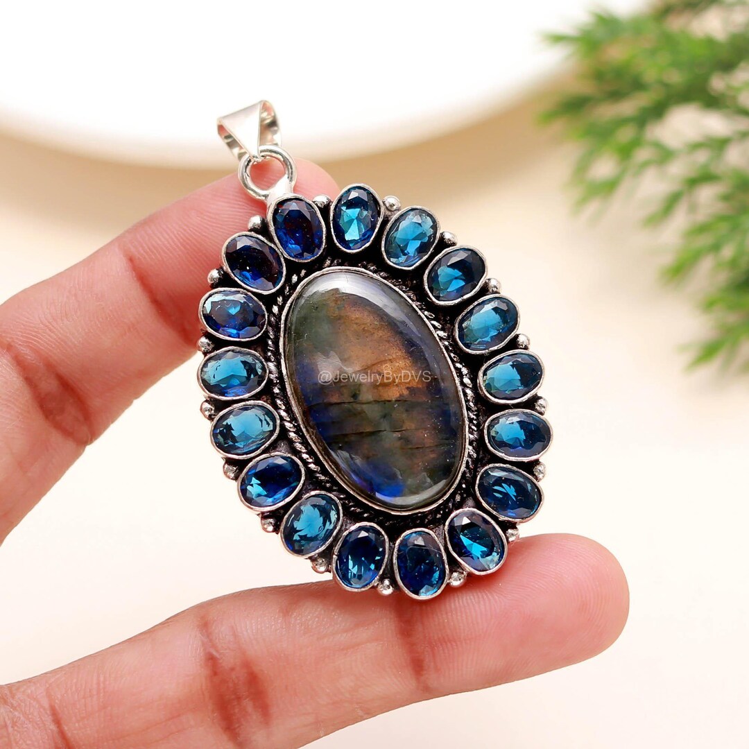 Tanzanite Artisan Pendant, Oval Gemstone 925 Sterling Silver Jewelry - Etsy