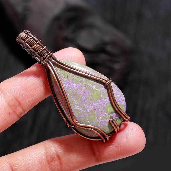 Stichtite Pendant Copper Wire Wrapped Pendant Handmade Pendant Copper Jewelry Gemstone Pendant Gifts For Her Wire Wrapped Stichtite Jewelry