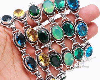 Crystal Bracelet, Assorted Gemstone Handmade Bracelet Jewelry For Wholesale Lot, Adjustable Cuff Bracelet, Wholesale Bracelet For Bulk Sale