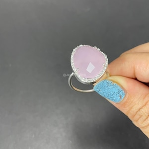 Handgemachter Rosenquarz Ring: 925 Sterling Silber Boho Schmuck