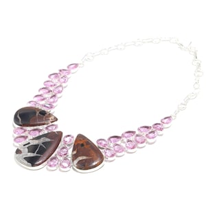Elegante Schwarze Septariat Halskette, Schwarze Edelstein Halskette, Ketten Halskette, 925 Sterling Silber Schmuck, Verlobung Geschenk, Halskette Für die Liebe
