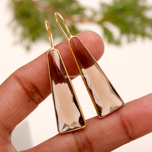 Smoky Quartz Drop Earrings: 925 Sterling Silver Dangle Jewelry image 1