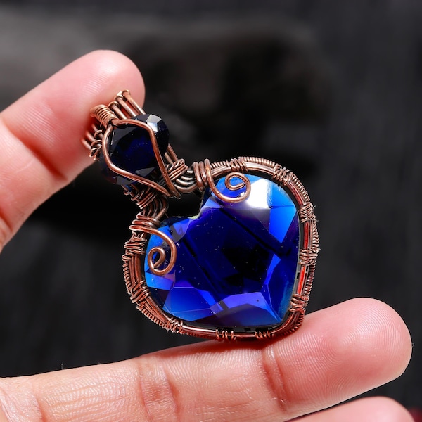 Tanzanite Pendant, Tanzanite Copper Wire Wrapped Pendant, Blue Tanzanite Crystal Necklace, Copper Handmade Jewelry, Birthday Gift For Her