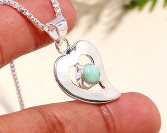 Colar com Larimar Brilhante, Colar com Gema Azul, Colar com Corrente, Joia em Prata de Lei 925, Presente de Aniversário, Colar para Melhor Amiga