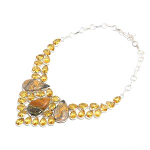 Exquisite Citrine Necklace, Yellow Gemstone Necklace, Chain Necklace, 925 Sterling Silver Jewelry, Engagement Gift, Necklace For Her