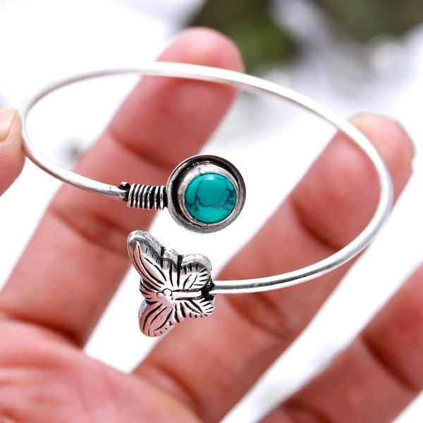 Wholesale Natural Gemstone Cuff Bangles, Sterling Silver Plated Handmade Designer Adjustable Cuff Bracelet, Women Fashion Gifted Jewelry