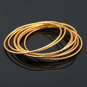 Turkish Style Gold Plated Bangle Set, 925 Sterling Silver Bangle Bracelet, 7Pcs Set Of Women Cuff Bangles, Christmas Gift For Her