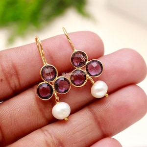 Sterling Silver Purple Amethyst Drop Earrings: 925 Jewelry