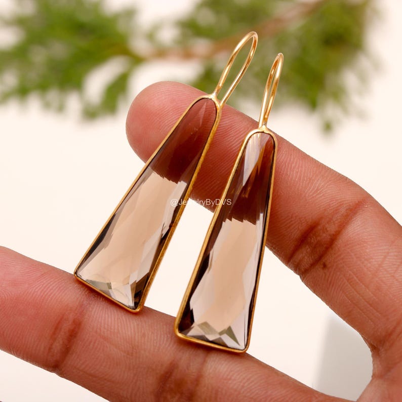 Smoky Quartz Drop Earrings: 925 Sterling Silver Dangle Jewelry image 4