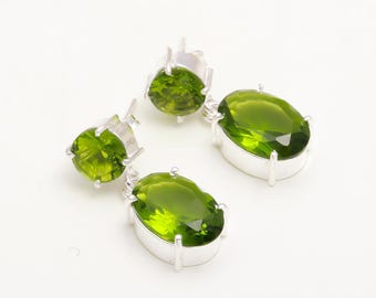 Sparkling Peridot Earrings, Green Gemstone Earrings, Stud Earrings, 925 Sterling Silver Jewelry, Birthday Gift, Earrings For Best Friend