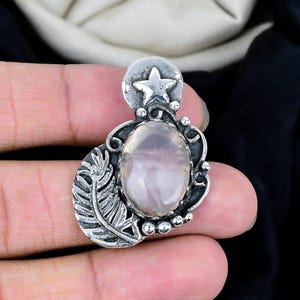 Boho Crystal Quartz Pendant: 925 Sterling Silver Gemstone Necklace