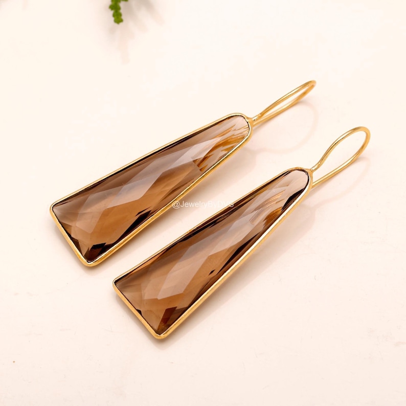 Smoky Quartz Drop Earrings: 925 Sterling Silver Dangle Jewelry image 5