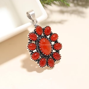 Exquisite Carnelian Pendant, Gemstone Pendant, Red Pendant, 925 Sterling Silver Jewelry, Engagement Gift, Pendant For Her