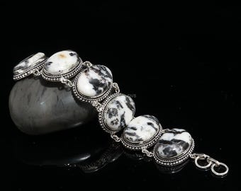 Zebra Jasper Bracelet: 925 Sterling Silver Gemstone Jewelry